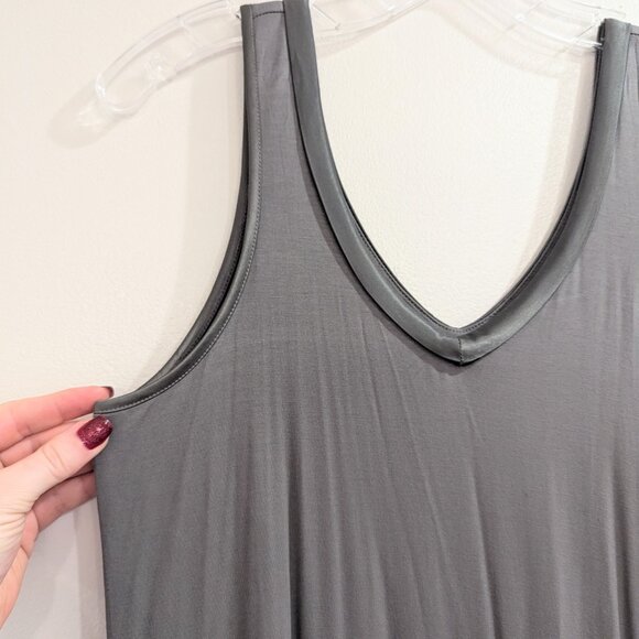 FACEPLANT DREAMS Nwt Bamboo V-Neck Nightshirt S Earl Gray Gray/Green SOFT - Picture 4 of 15